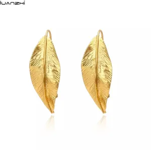 Gold leaf earrings ,gold statement earrings , gold chunky  retro , big gold earrings , bold gold earrings , gold boho earring bohemian