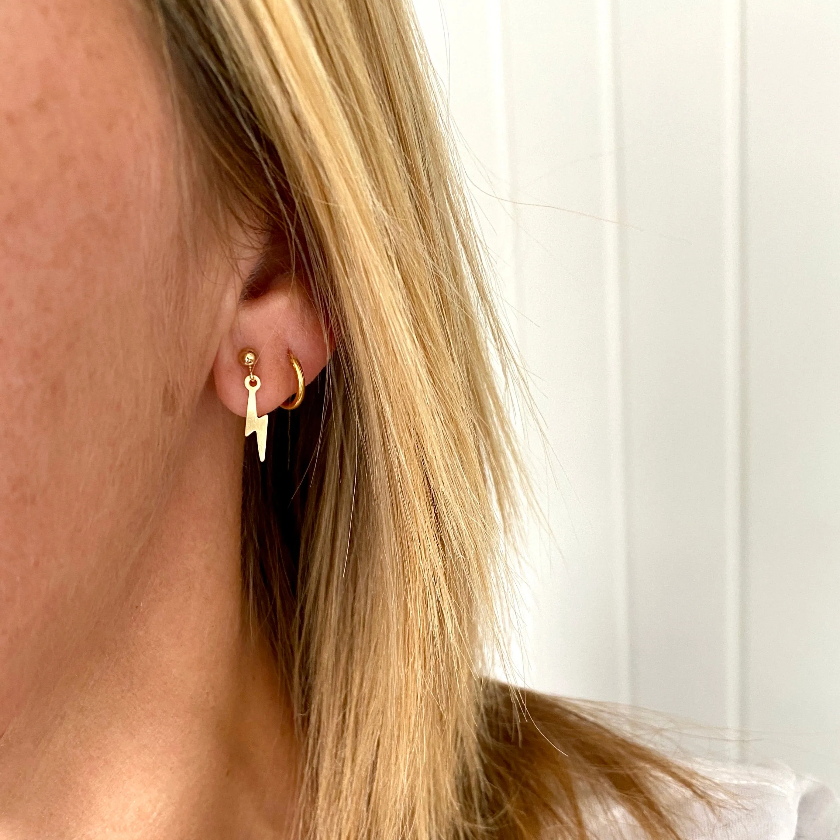 Gold Lightning Bolt Earrings
