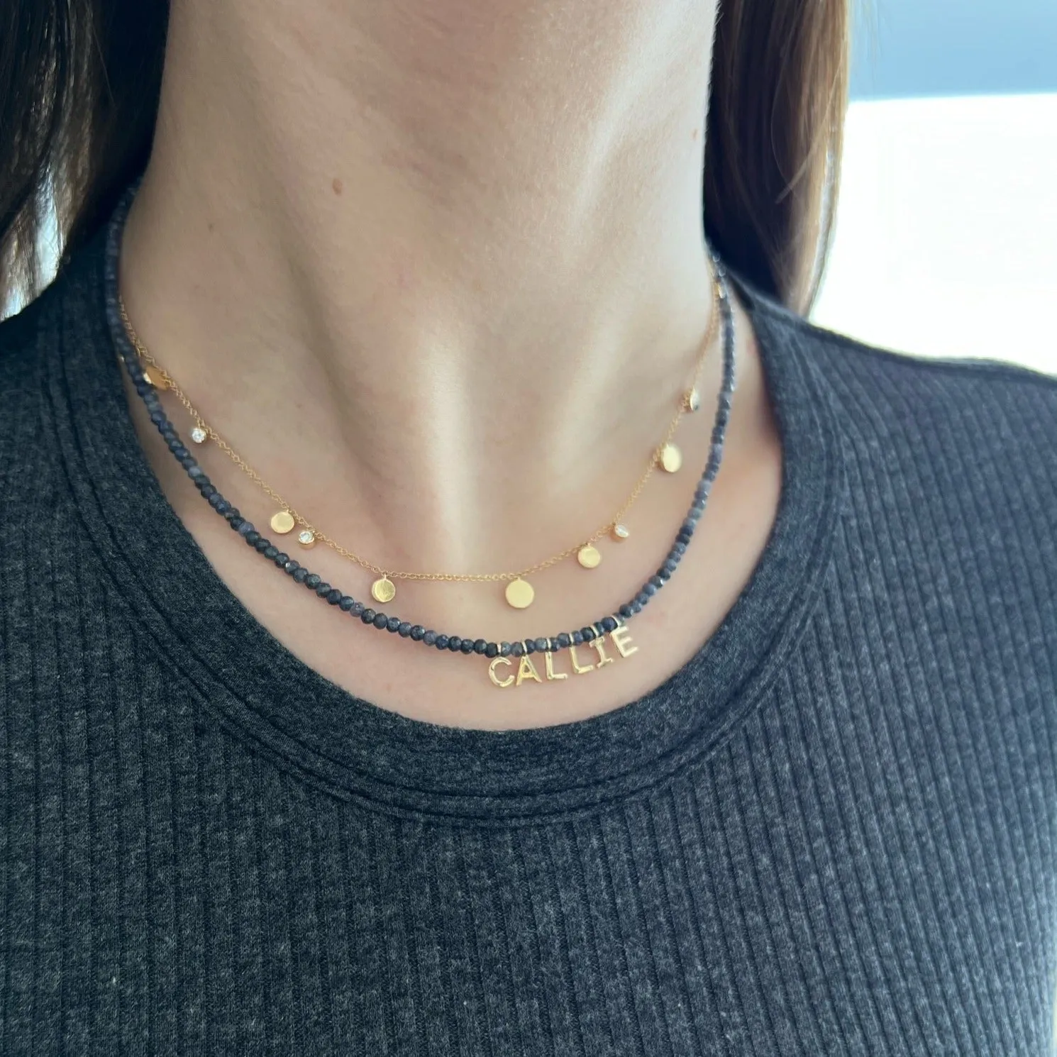 Gold Name Birthstone Necklace