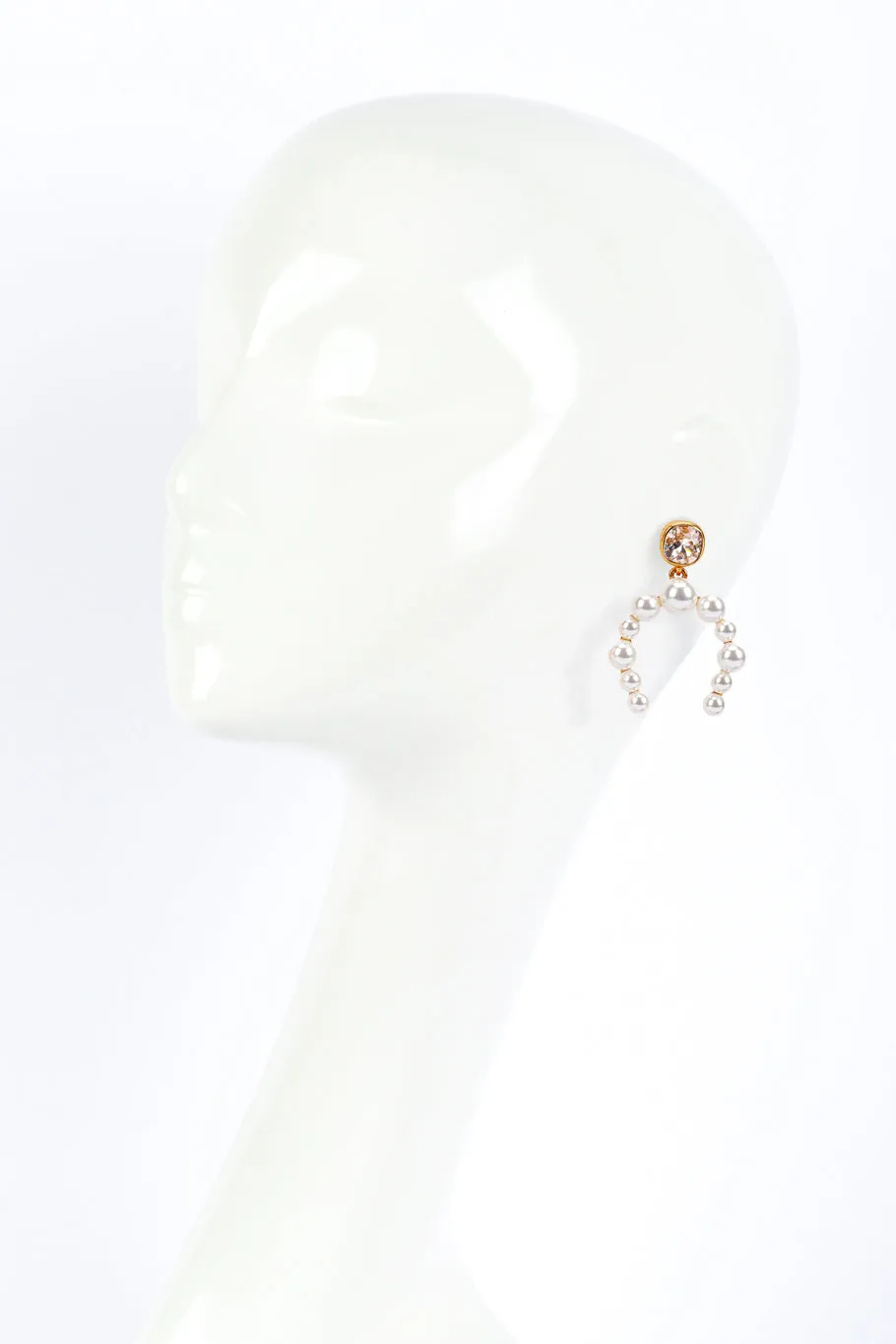 Gold Pearl Horseshoe Earrings