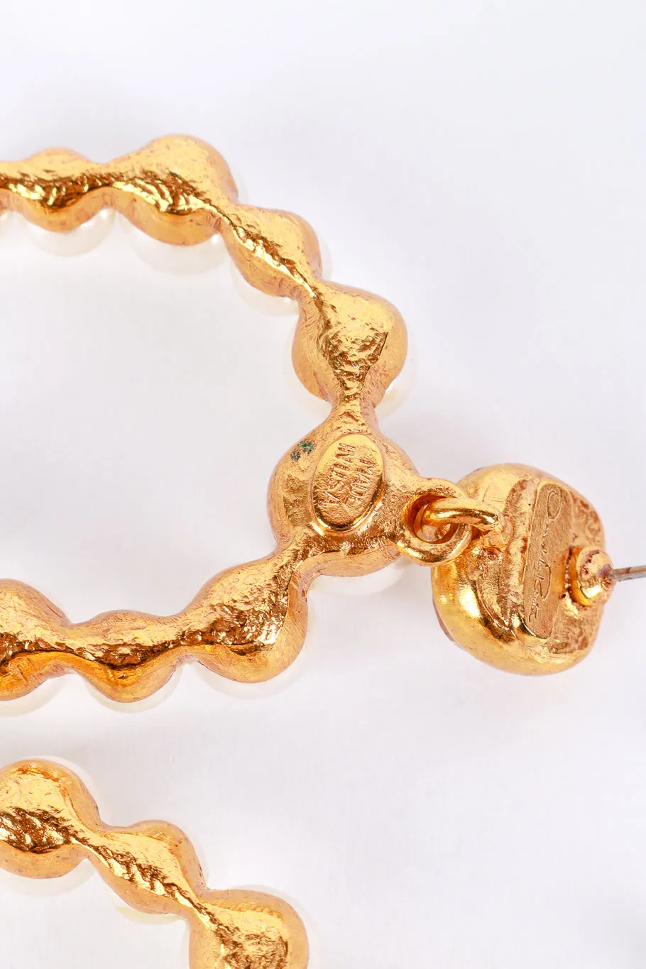 Gold Pearl Horseshoe Earrings