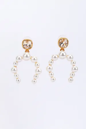 Gold Pearl Horseshoe Earrings