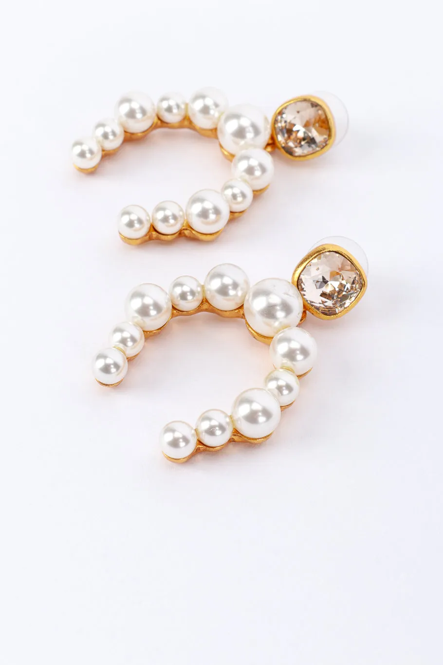 Gold Pearl Horseshoe Earrings