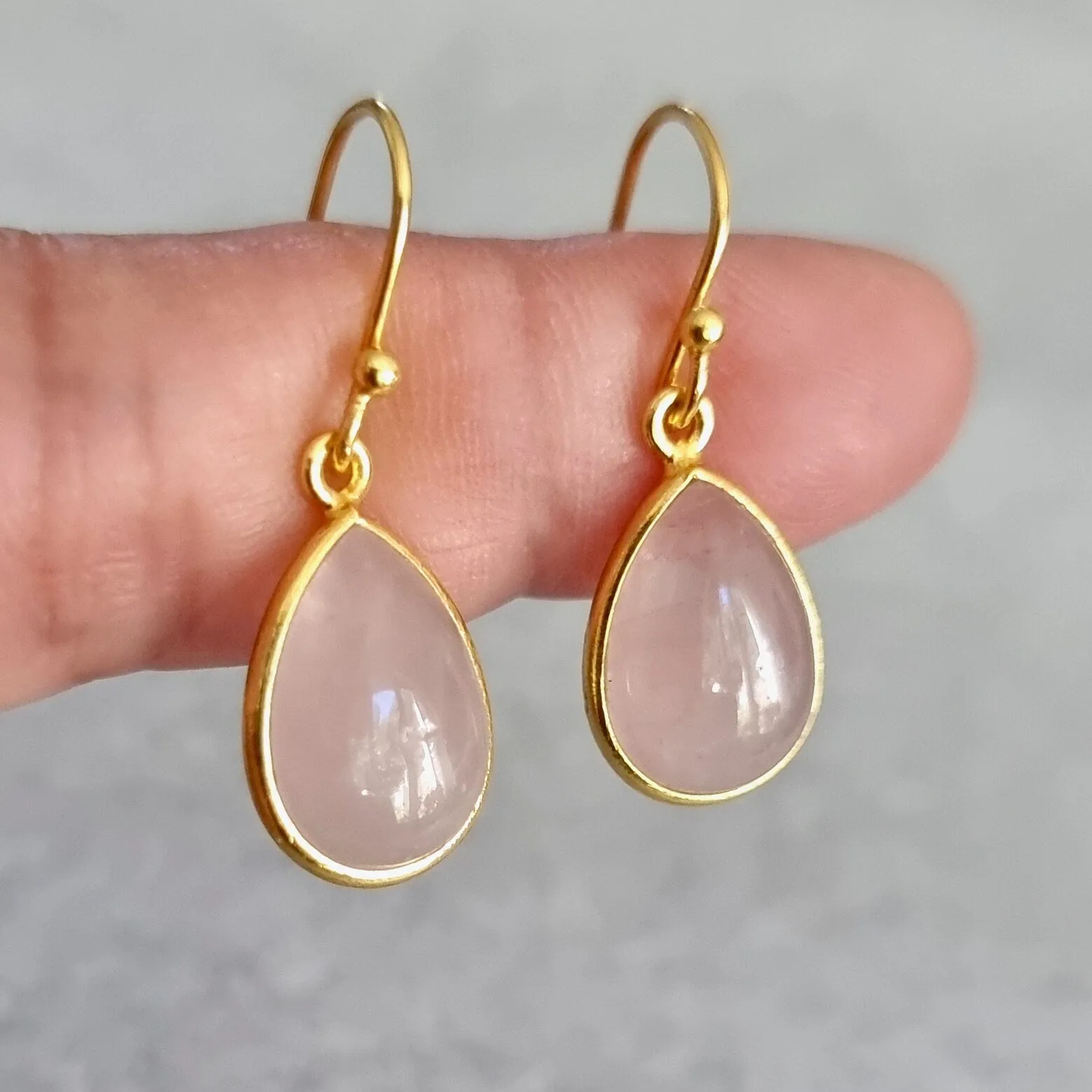 Gold Plated 925 Silver Rose Quartz Earrings, E94RQ