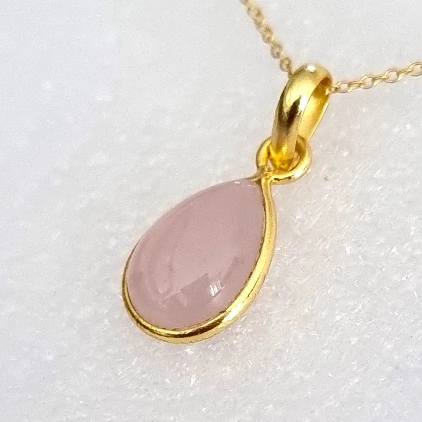 Gold Plated 925 Silver Rose Quartz Earrings, E94RQ