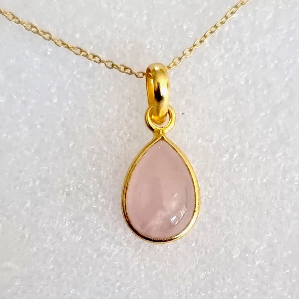 Gold Plated 925 Silver Rose Quartz Earrings, E94RQ