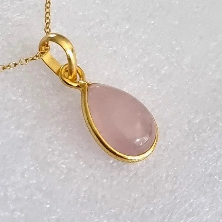 Gold Plated 925 Silver Rose Quartz Earrings, E94RQ