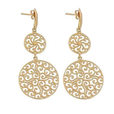 Gold Plated Dangle Earrings, 'Golden Wave'