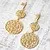 Gold Plated Dangle Earrings, 'Golden Wave'