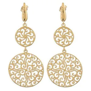 Gold Plated Dangle Earrings, 'Golden Wave'