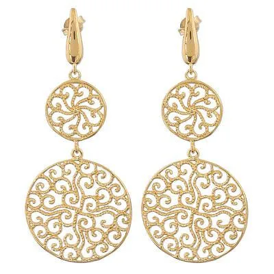 Gold Plated Dangle Earrings, 'Golden Wave'