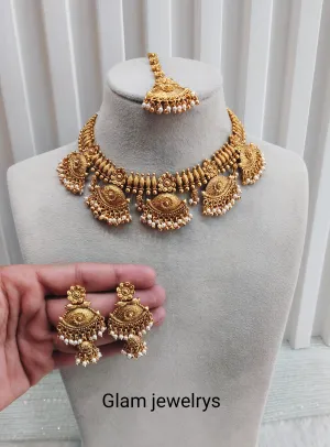Gold Polki Necklace Indian Jewellery Rana Set