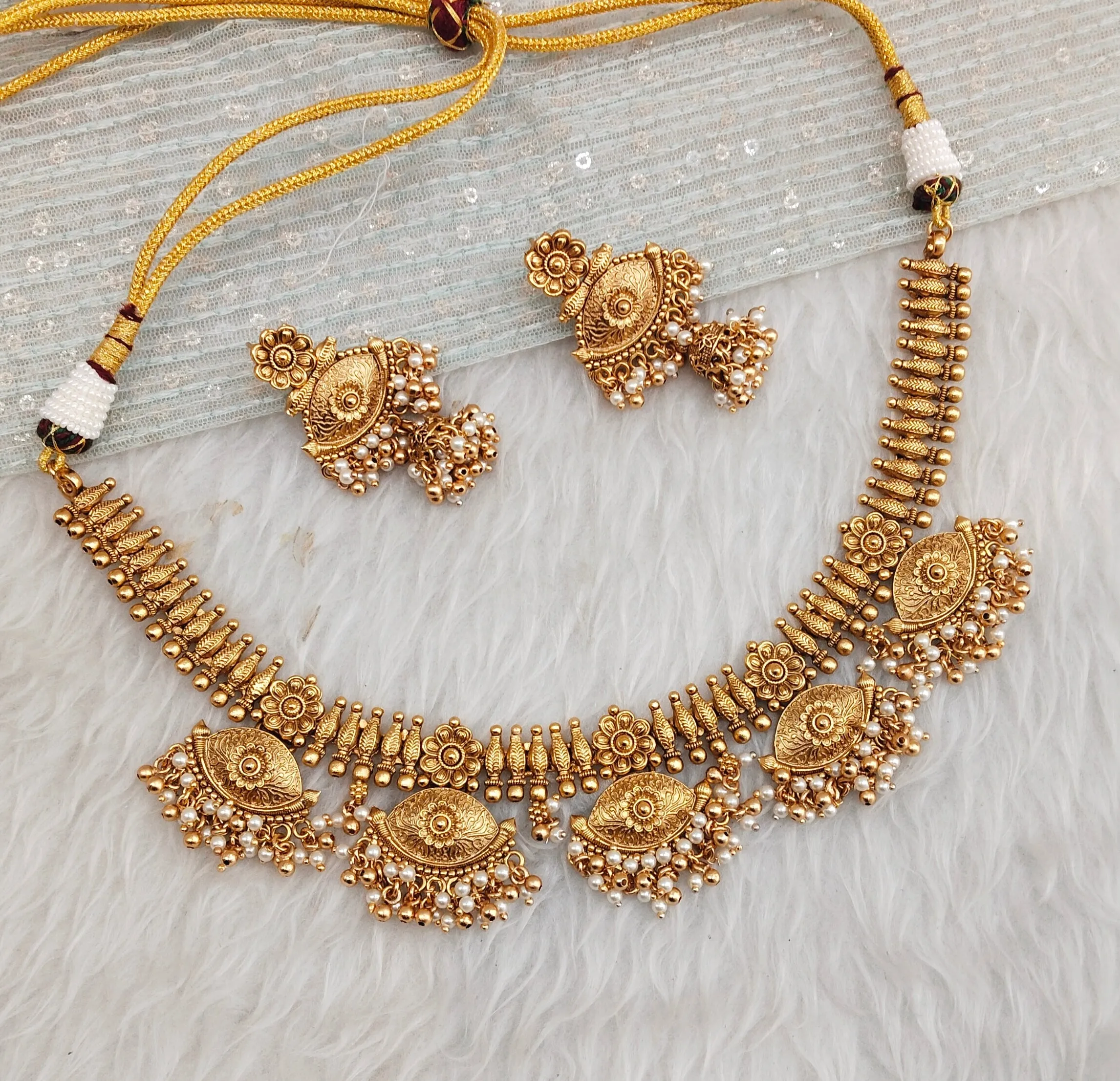 Gold Polki Necklace Indian Jewellery Rana Set