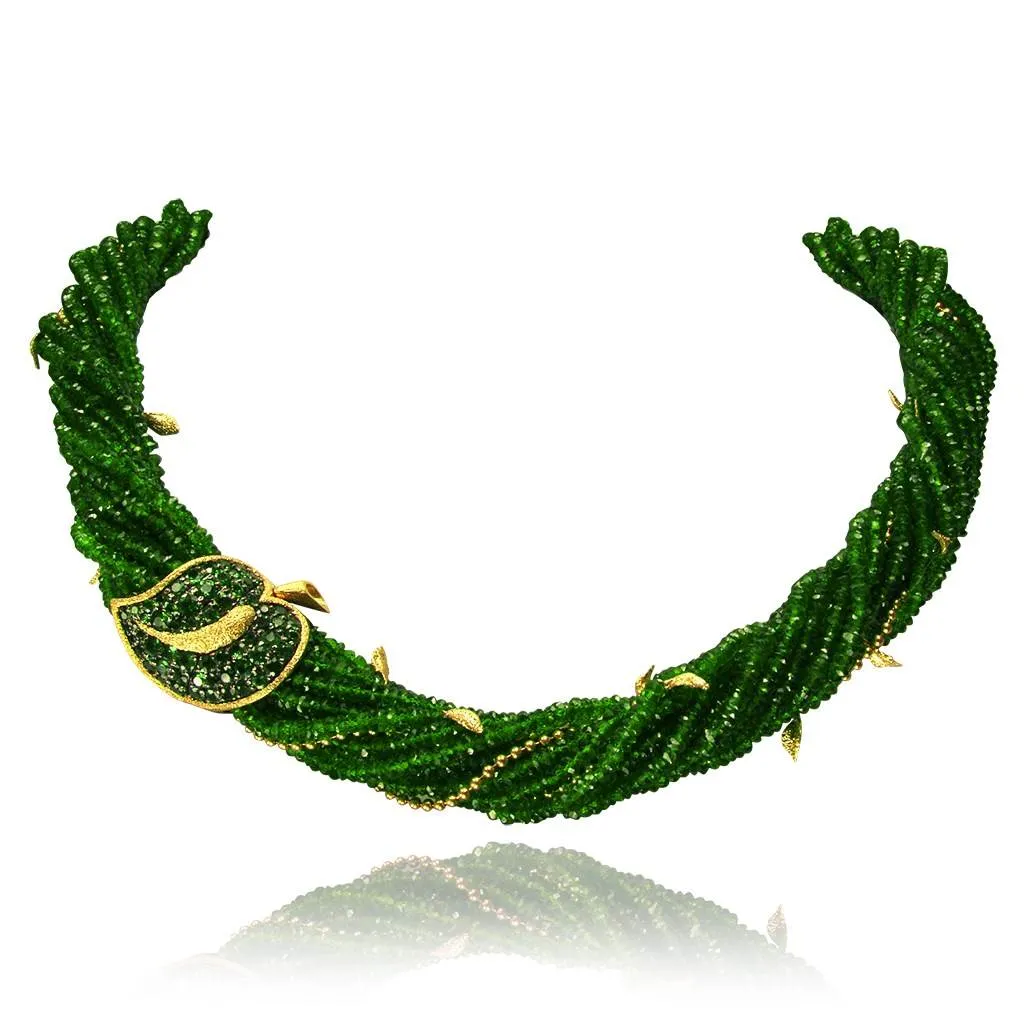 Gold Sunflower Necklace Suite with Color Diamonds