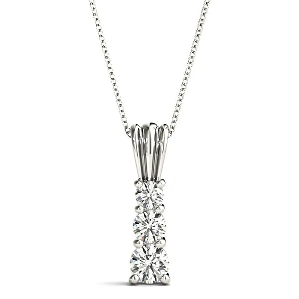 Graduated 1.00 ctw Diamond Three Stone Necklace Pendant