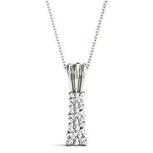 Graduated 1.00 ctw Diamond Three Stone Necklace Pendant