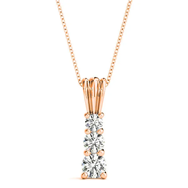 Graduated 1.00 ctw Diamond Three Stone Necklace Pendant
