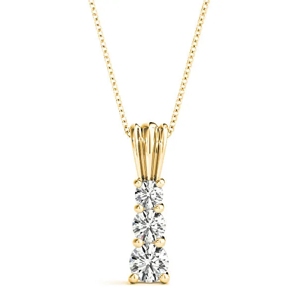 Graduated 1.00 ctw Diamond Three Stone Necklace Pendant