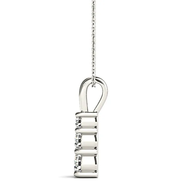 Graduated 1.00 ctw Diamond Three Stone Necklace Pendant