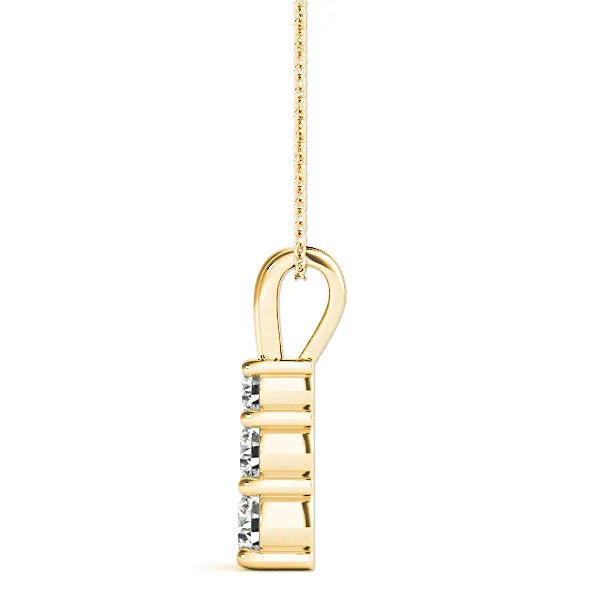 Graduated 1.00 ctw Diamond Three Stone Necklace Pendant