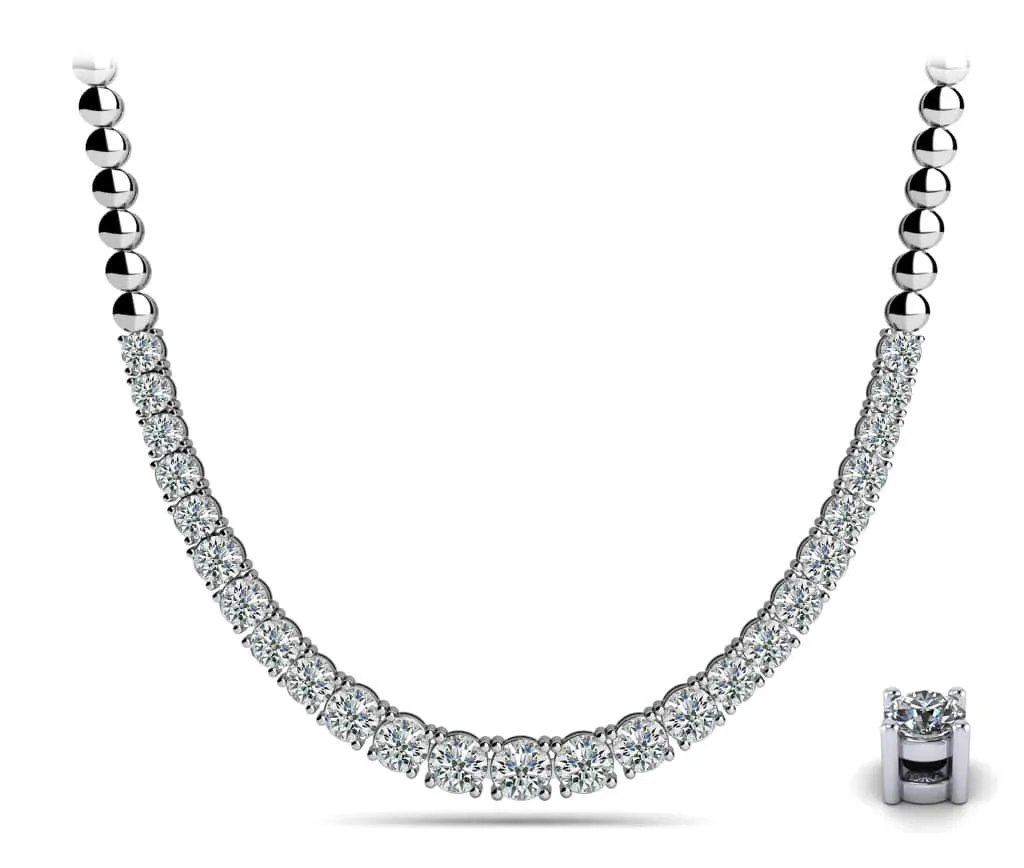 Graduated Diamond Necklace With Shiny Diamond Links  with 2.00 ct.(finished)