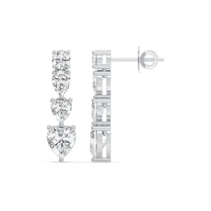 Graduated Heart & Round Drop Earrings