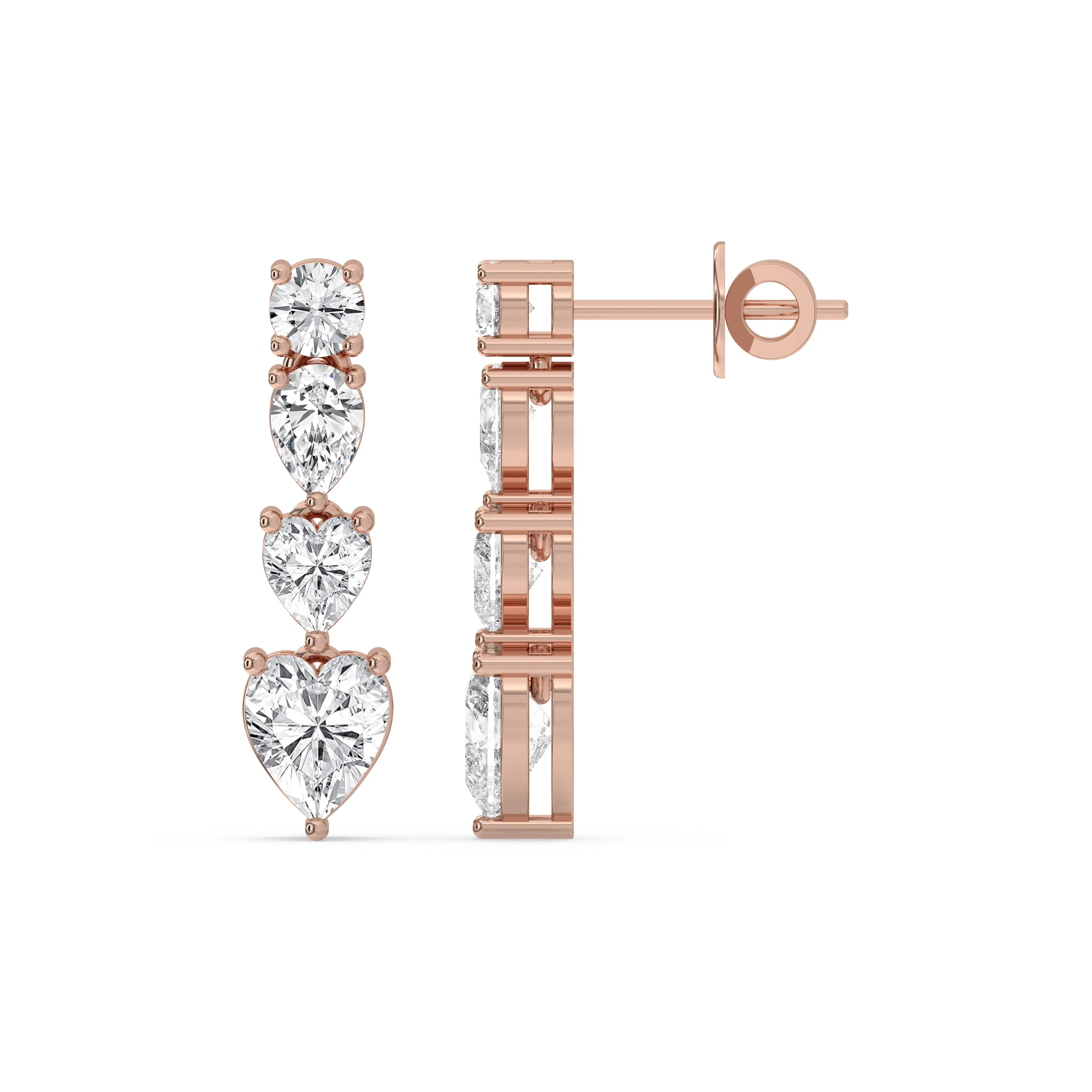 Graduated Heart & Round Drop Earrings