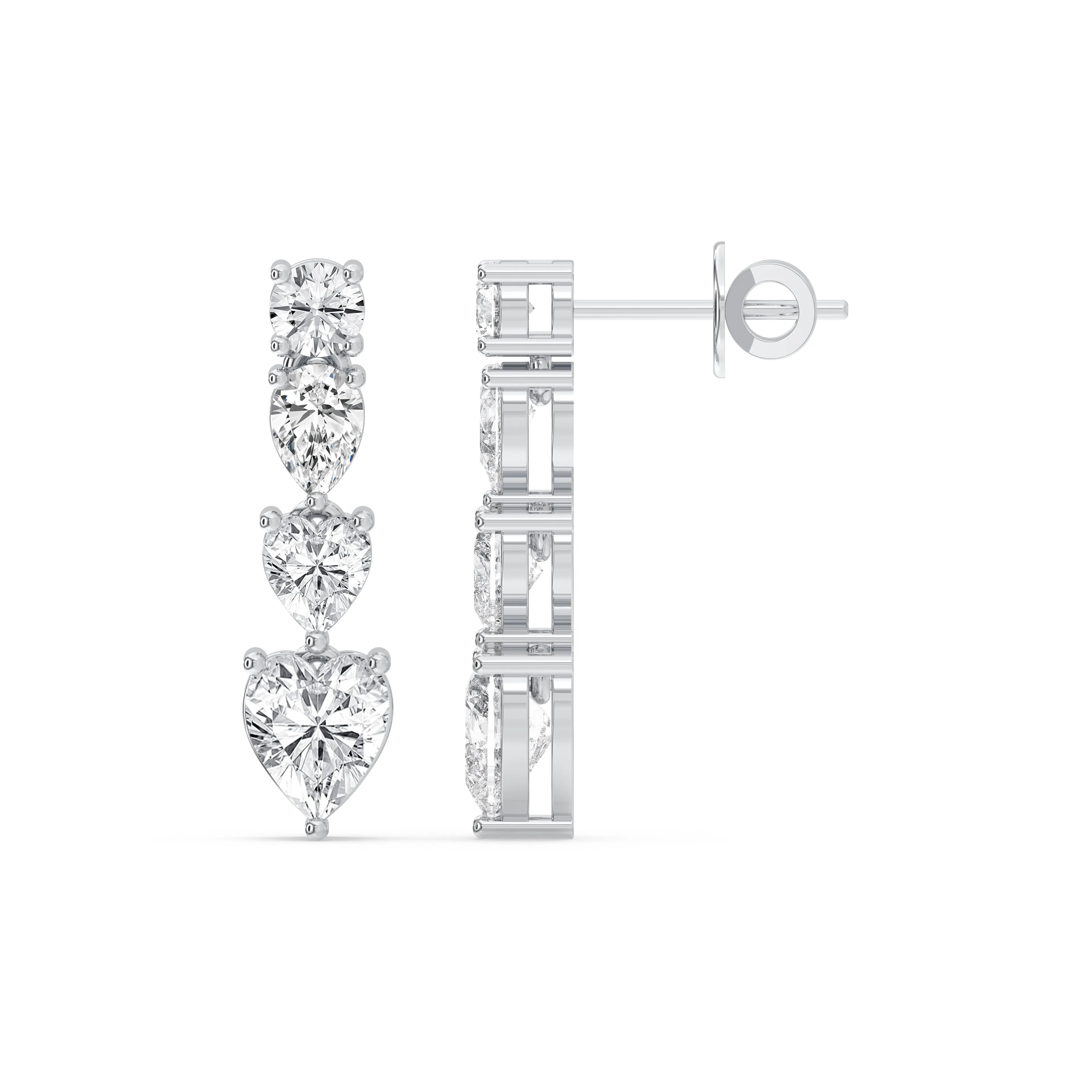 Graduated Heart & Round Drop Earrings