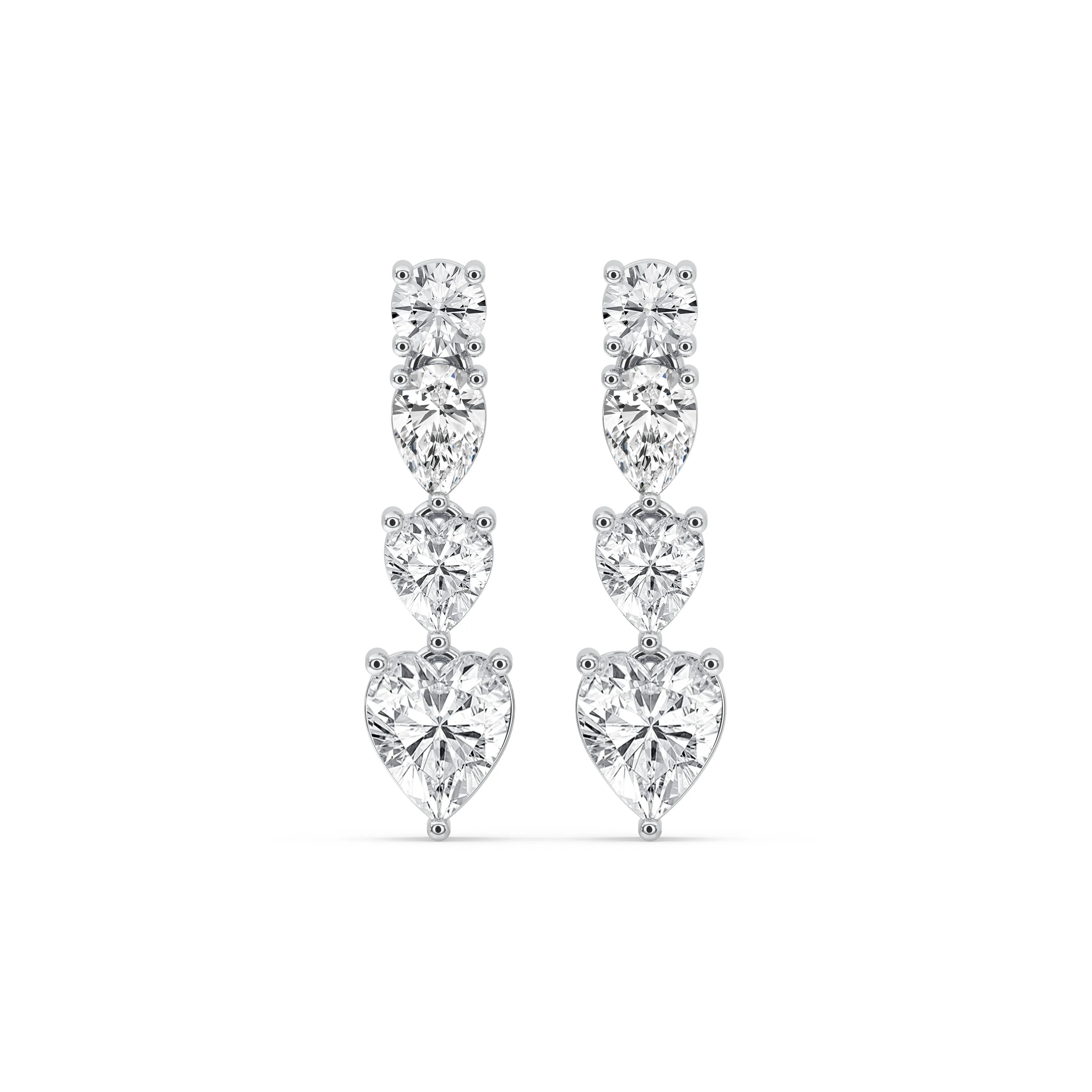 Graduated Heart & Round Drop Earrings