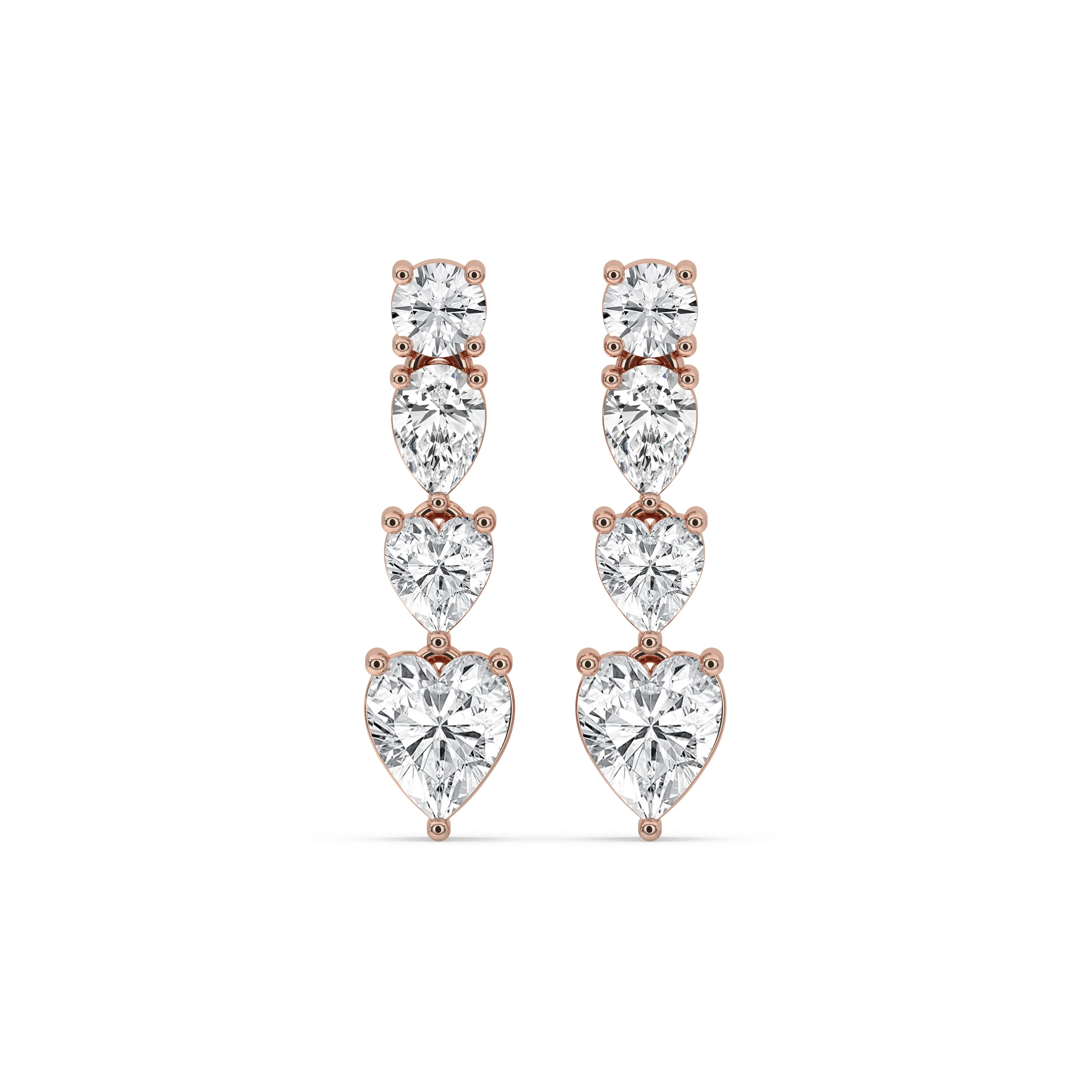 Graduated Heart & Round Drop Earrings