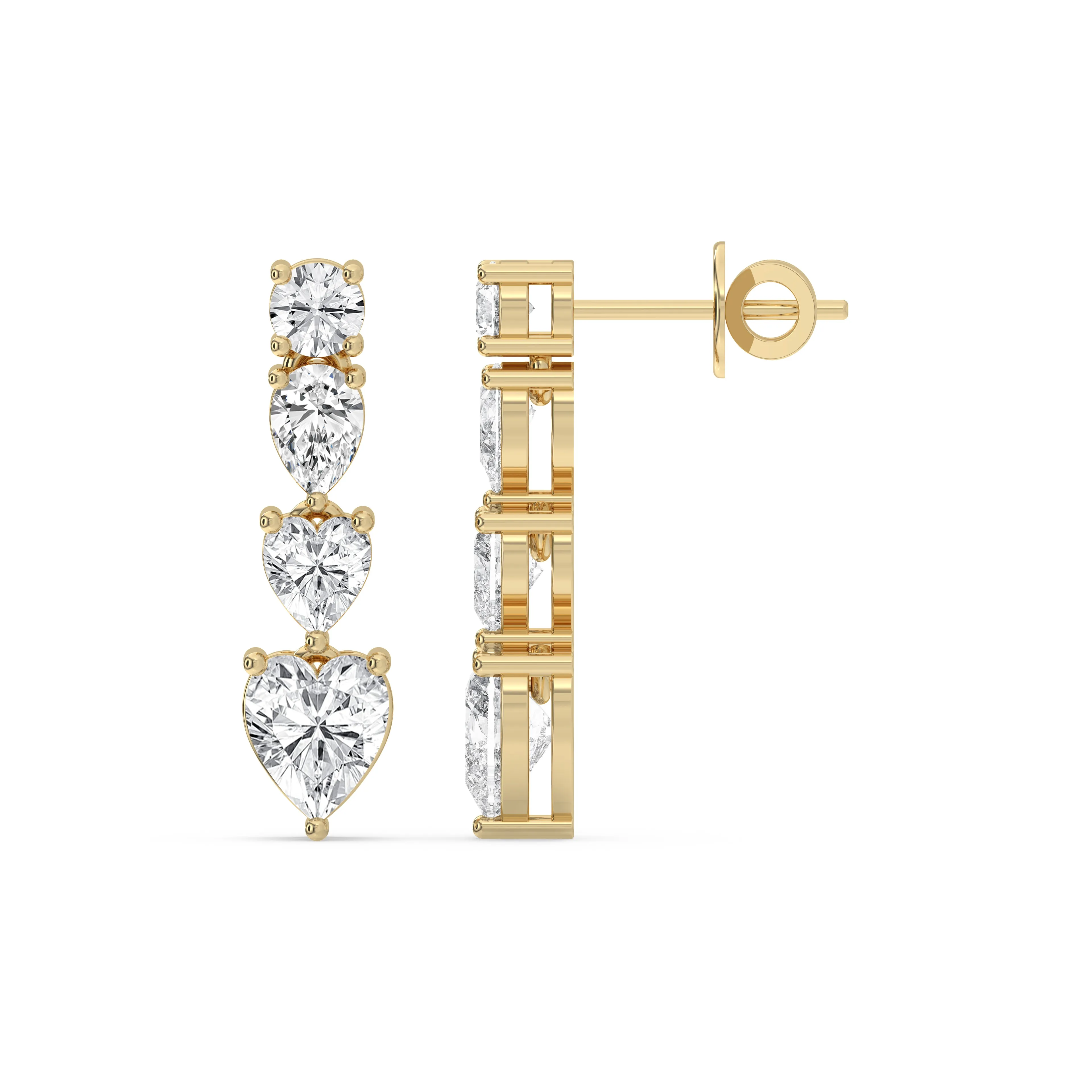 Graduated Heart & Round Drop Earrings