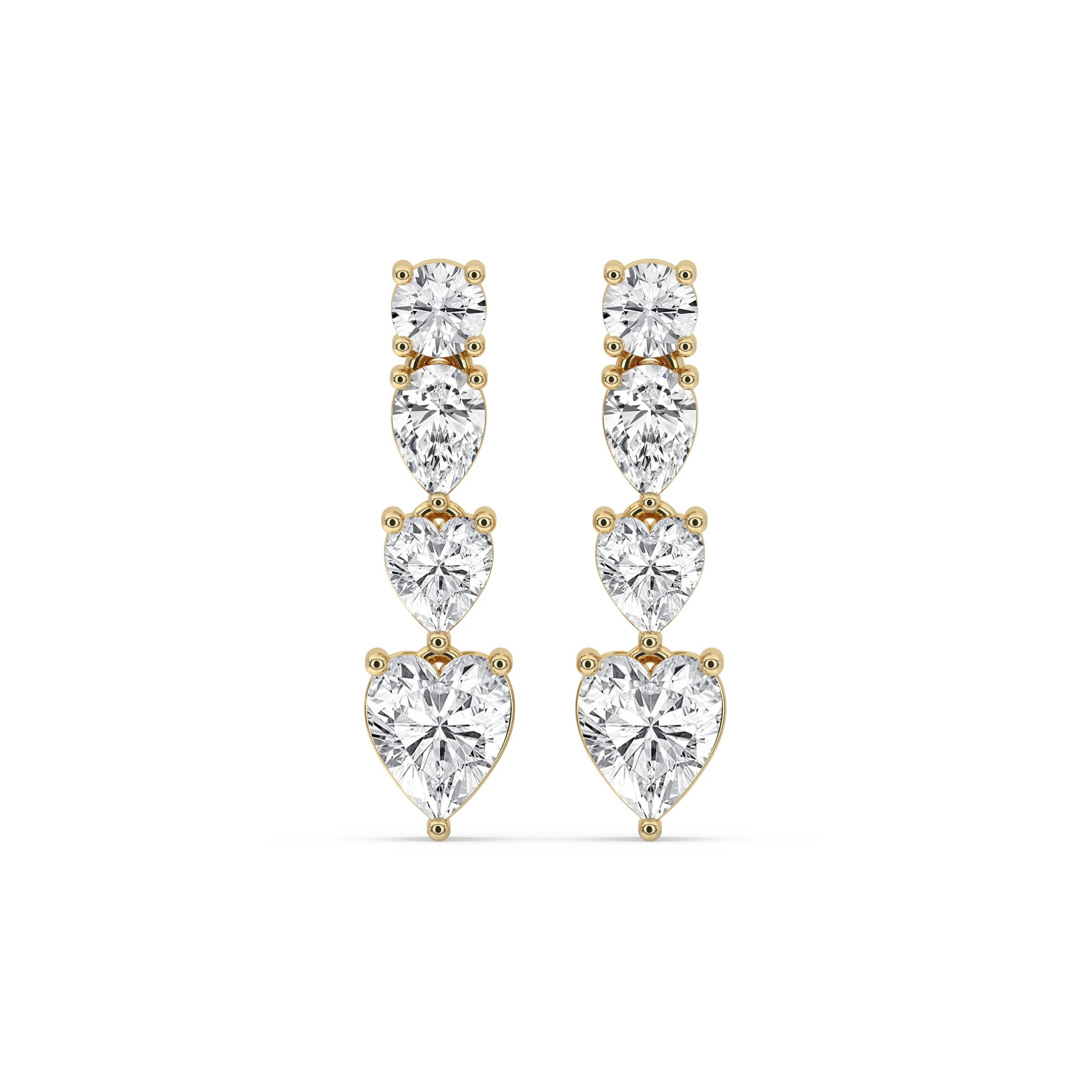 Graduated Heart & Round Drop Earrings