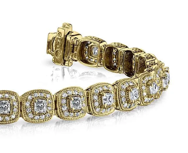 Grand Princess Cut Lab-Grown Diamond Bracelet with 4.45 ct.(finished) 1.1mm, 2.5mm
