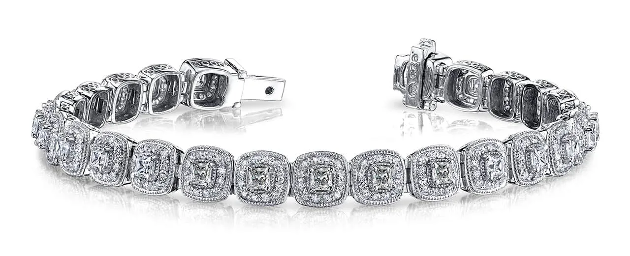 Grand Princess Cut Lab-Grown Diamond Bracelet with 4.45 ct.(finished) 1.1mm, 2.5mm
