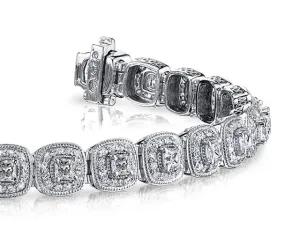 Grand Princess Cut Lab-Grown Diamond Bracelet with 4.45 ct.(finished) 1.1mm, 2.5mm