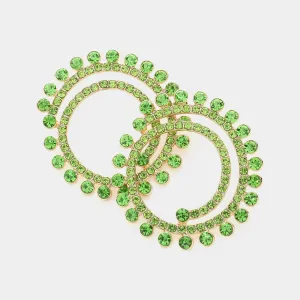 Green Crystal Cluster Swirl Round Pageant Earrings  | Evening Earrings | 604450