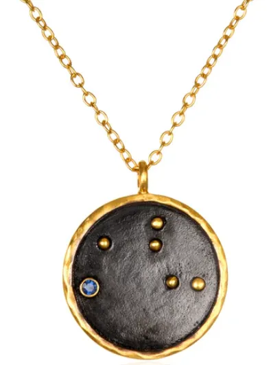 Gunmetal Zodiac Constellation Necklace 18"