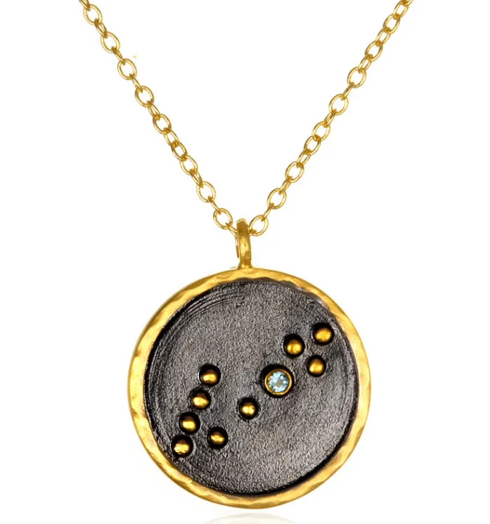 Gunmetal Zodiac Constellation Necklace 18"