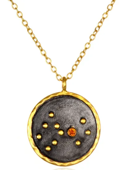 Gunmetal Zodiac Constellation Necklace 18"