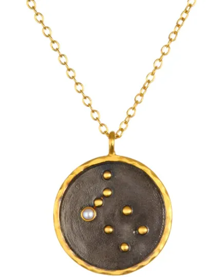 Gunmetal Zodiac Constellation Necklace 18"
