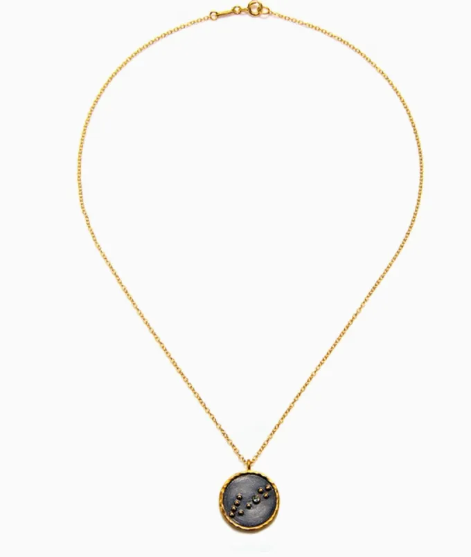 Gunmetal Zodiac Constellation Necklace 18"