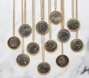 Gunmetal Zodiac Constellation Necklace 18"