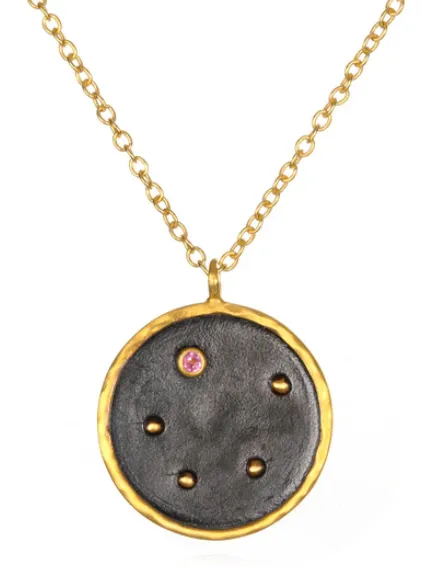Gunmetal Zodiac Constellation Necklace 18"