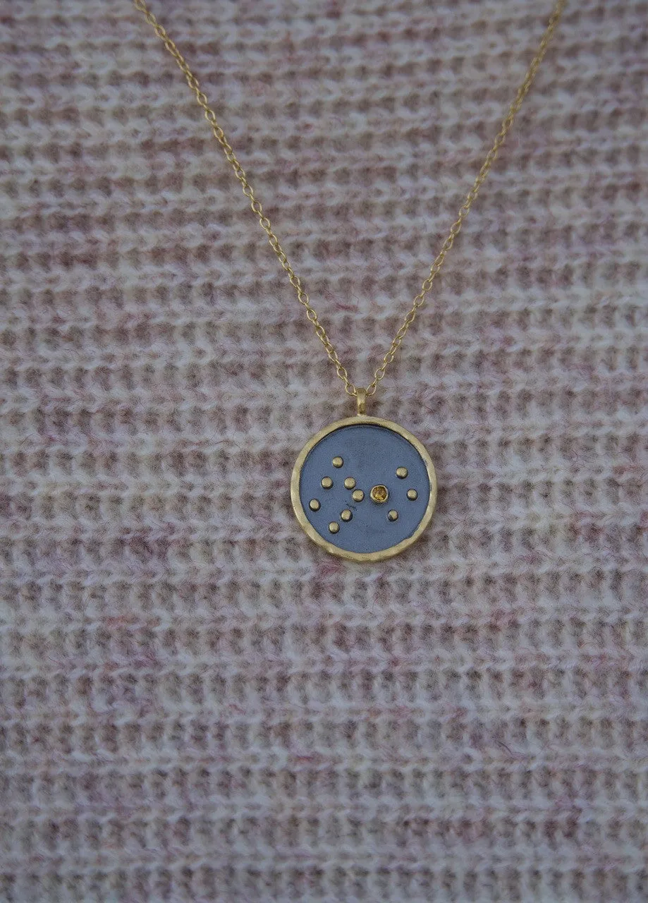 Gunmetal Zodiac Constellation Necklace 18"