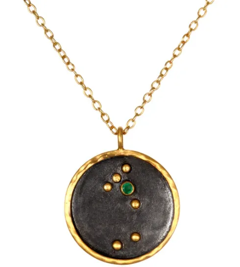 Gunmetal Zodiac Constellation Necklace 18"