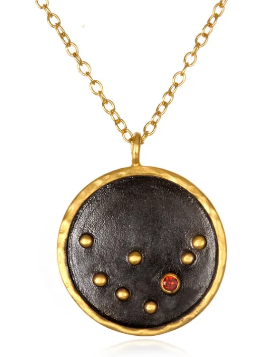 Gunmetal Zodiac Constellation Necklace 18"