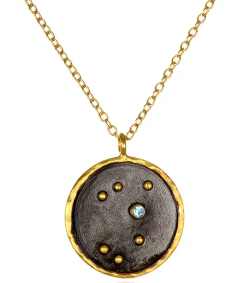Gunmetal Zodiac Constellation Necklace 18"