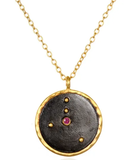 Gunmetal Zodiac Constellation Necklace 18"