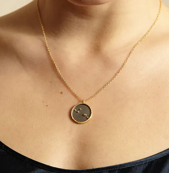 Gunmetal Zodiac Constellation Necklace 18"