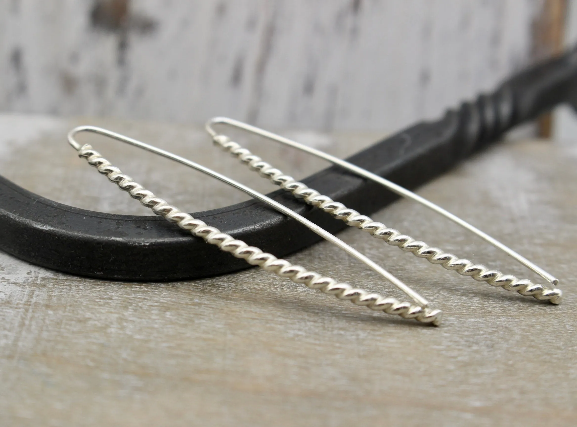 Hairpin Sterling Silver Hoop Earrings